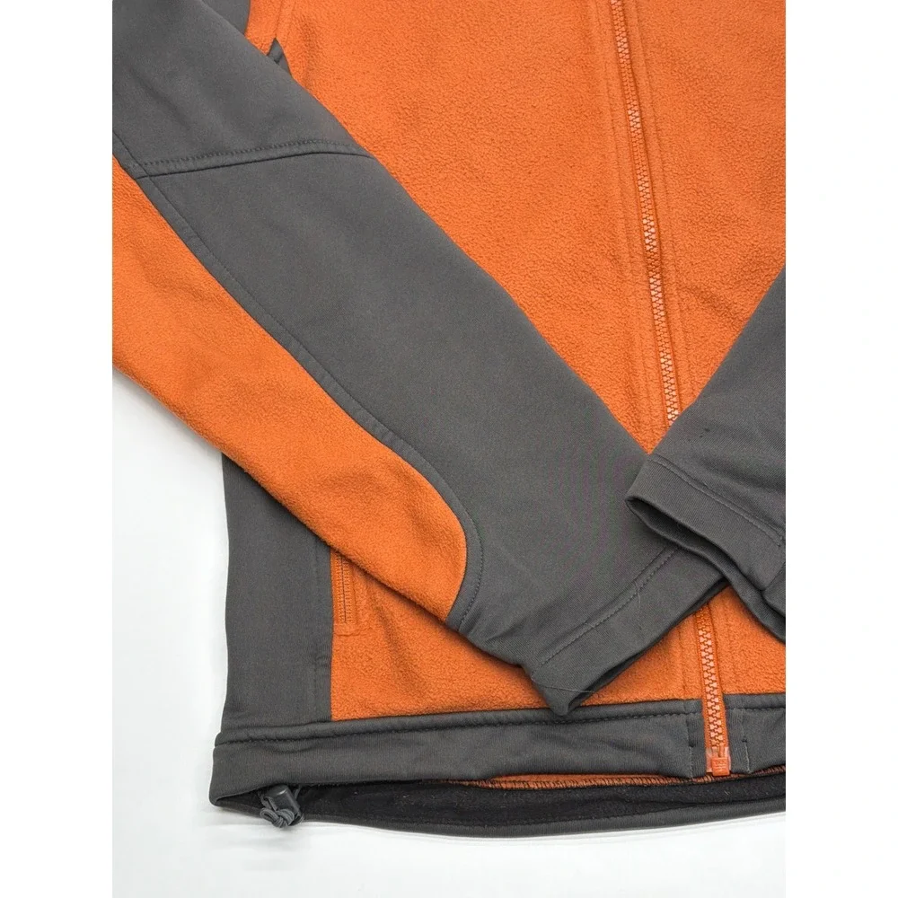 The‎ North Face Mens Full Zip Fleece Jacket Orange Grey Softshell Overlay Small